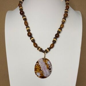 5 for $15 Brown Shell Pendant Beaded Necklace - Artisan Style